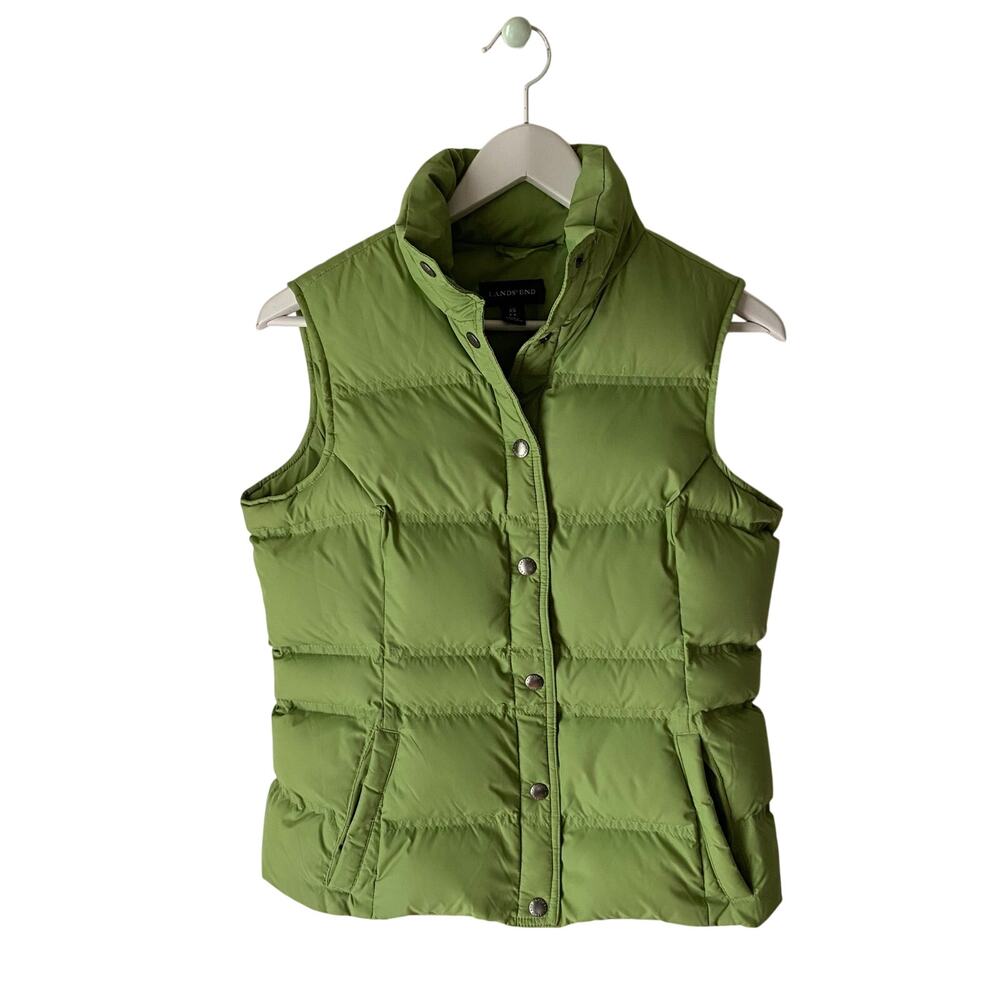 Lands' End Green Down Puffer Vest Size XS